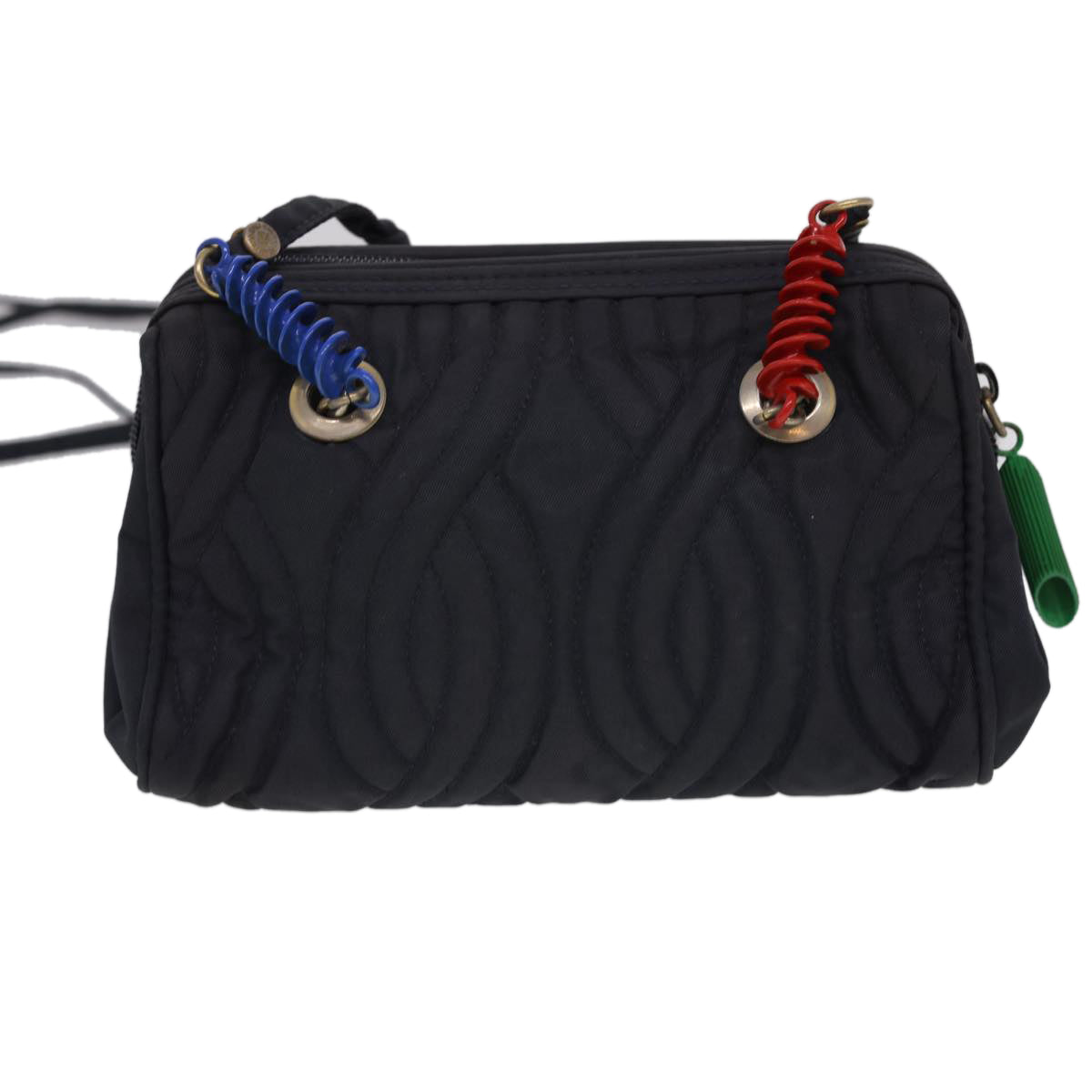 FENDI Shoulder Bag Nylon Black Multicolor Auth 40084 - 0