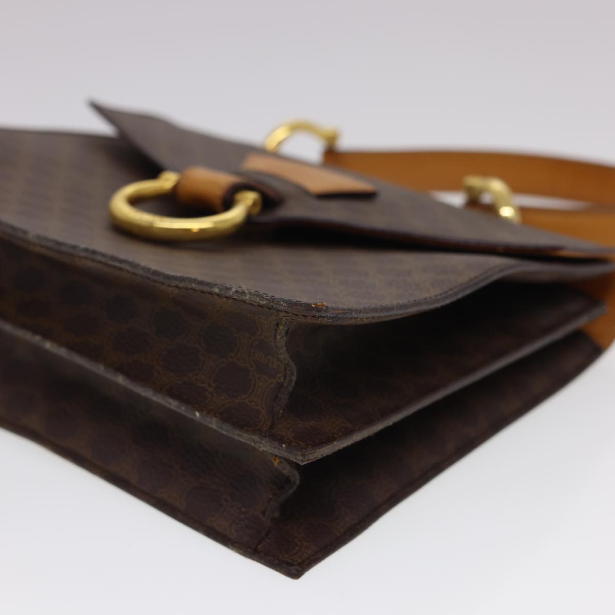 CELINE Macadam Canvas Hand Bag PVC Leather Brown Auth 40087