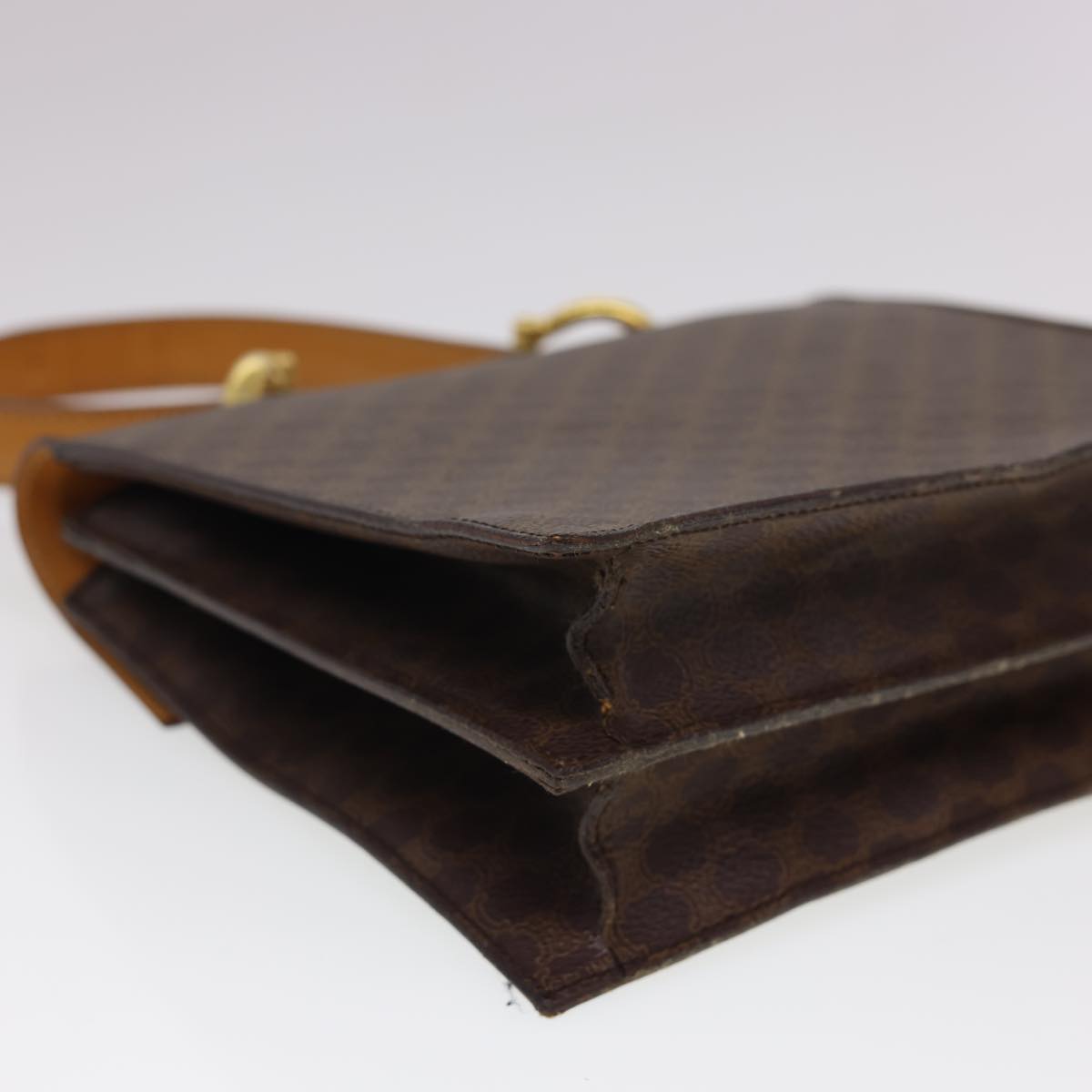 CELINE Macadam Canvas Hand Bag PVC Leather Brown Auth 40087