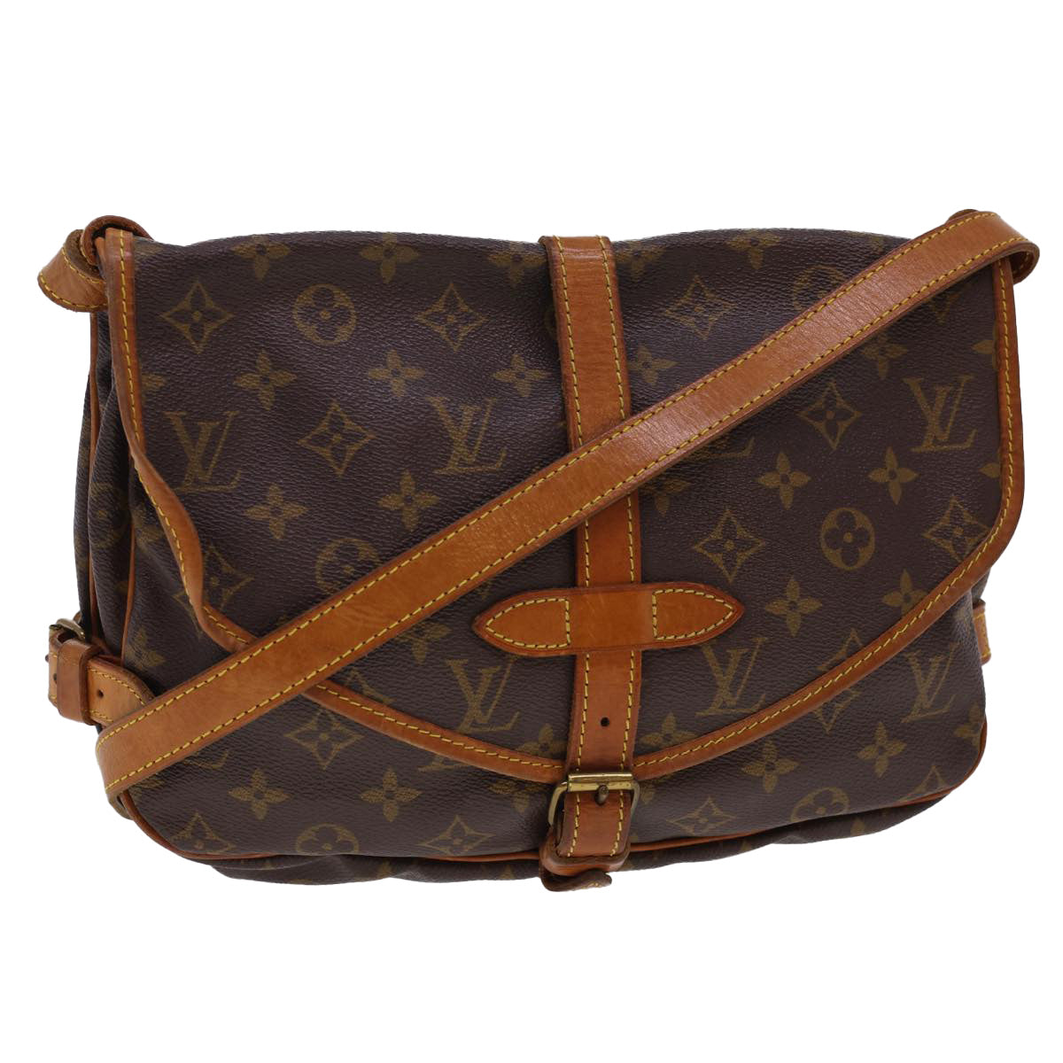 LOUIS VUITTON Monogram Saumur 30 Shoulder Bag M42256 LV Auth 40092