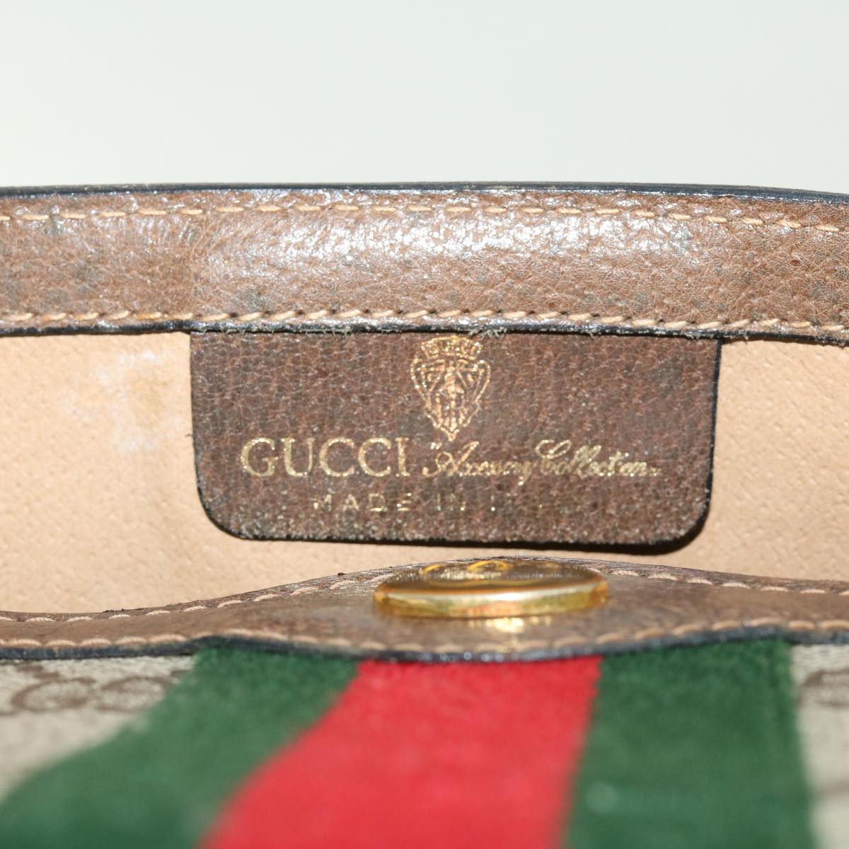 GUCCI GG Canvas Web Sherry Line Clutch Bag Beige Red 41014308725 Auth 40097