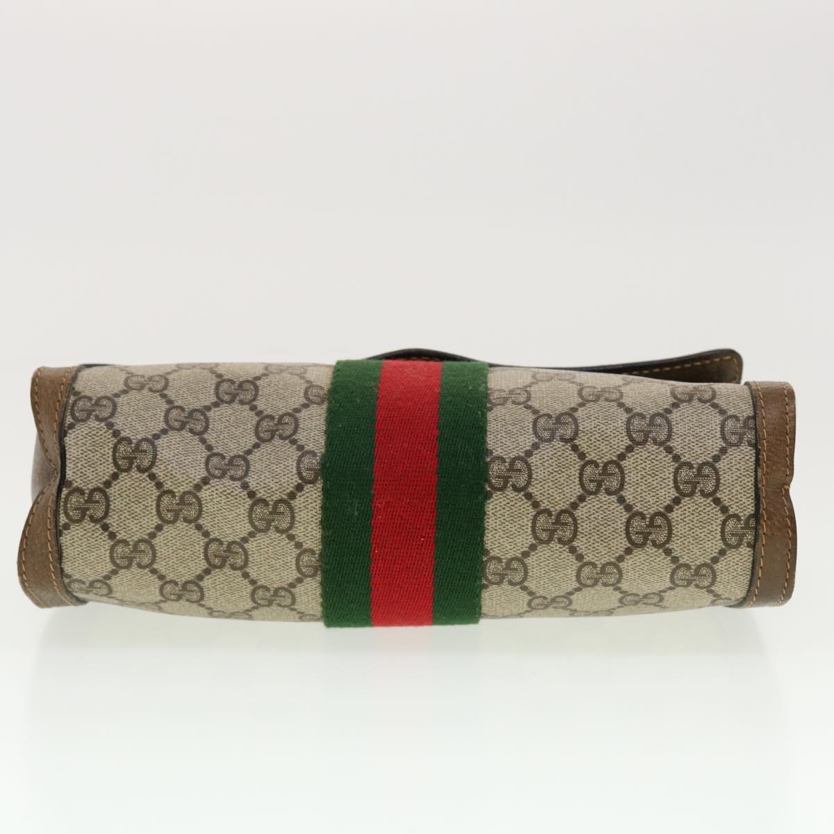 GUCCI GG Canvas Web Sherry Line Clutch Bag Beige Red 41014308725 Auth 40097