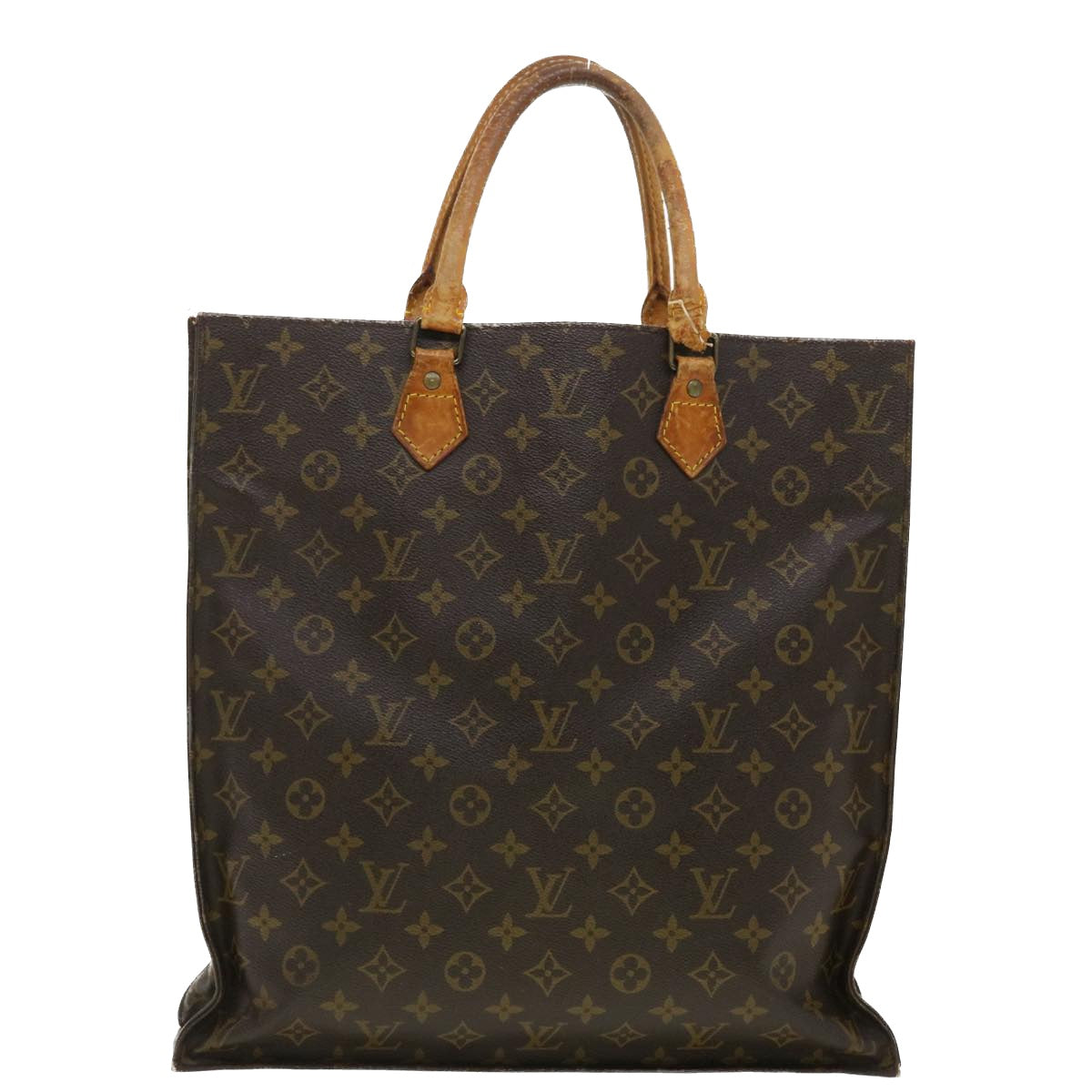 LOUIS VUITTON Monogram Sac Plat Hand Bag M51140 LV Auth 40104