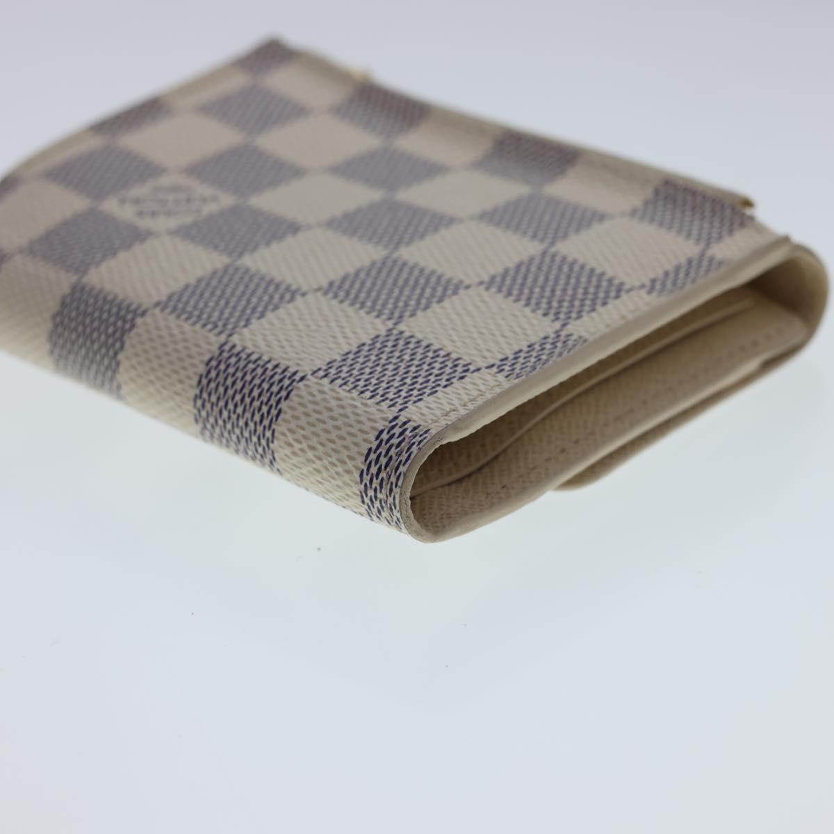 LOUIS VUITTON Damier Azur Portefeuille Anais Trifold Wallet N63241 LV Auth 40180