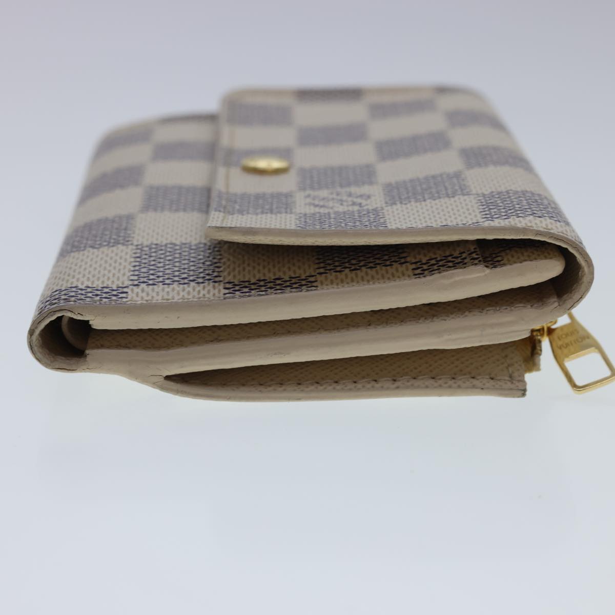 LOUIS VUITTON Damier Azur Portefeuille Anais Trifold Wallet N63241 LV Auth 40180