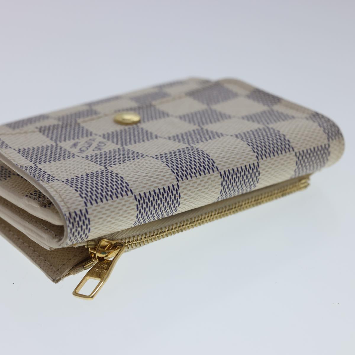 LOUIS VUITTON Damier Azur Portefeuille Anais Trifold Wallet N63241 LV Auth 40180