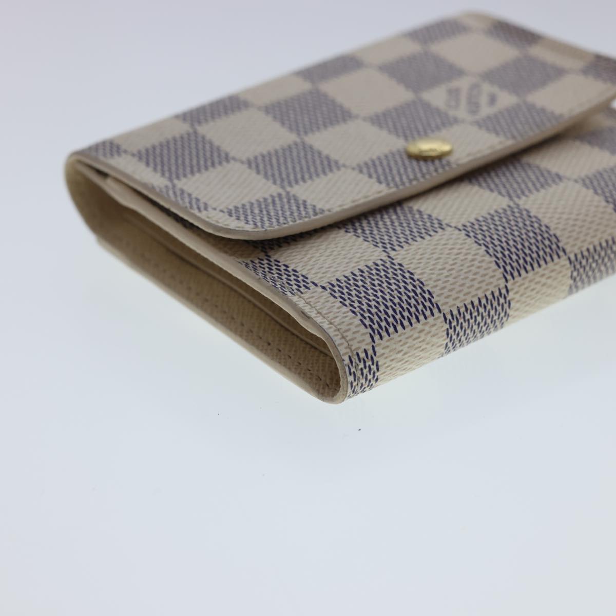 LOUIS VUITTON Damier Azur Portefeuille Anais Trifold Wallet N63241 LV Auth 40180