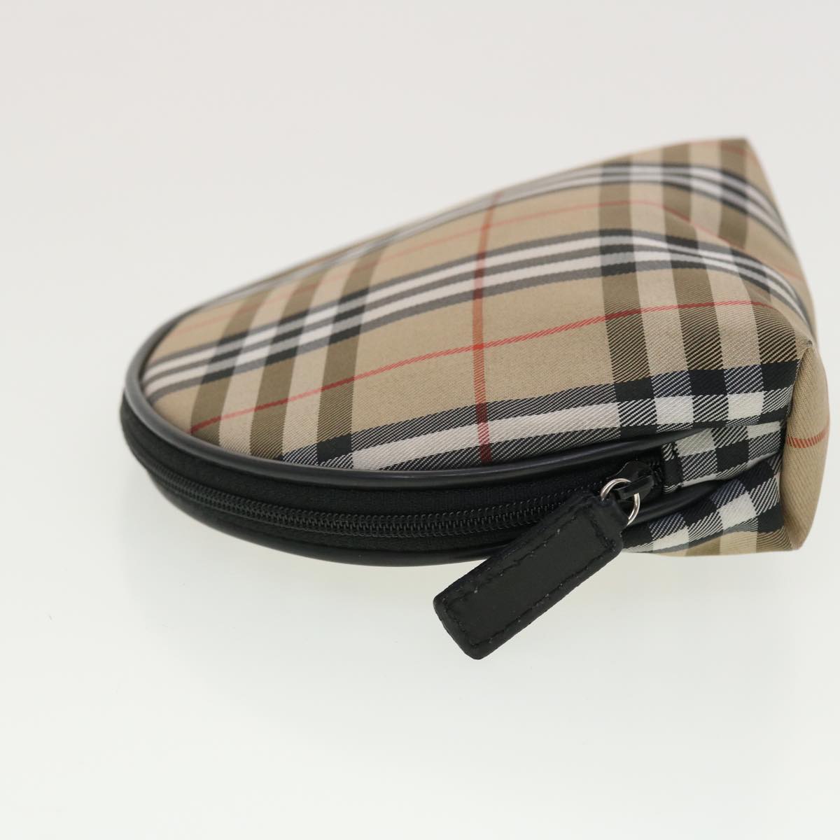 BURBERRY Nova Check Pouch Nylon Beige Auth 40199