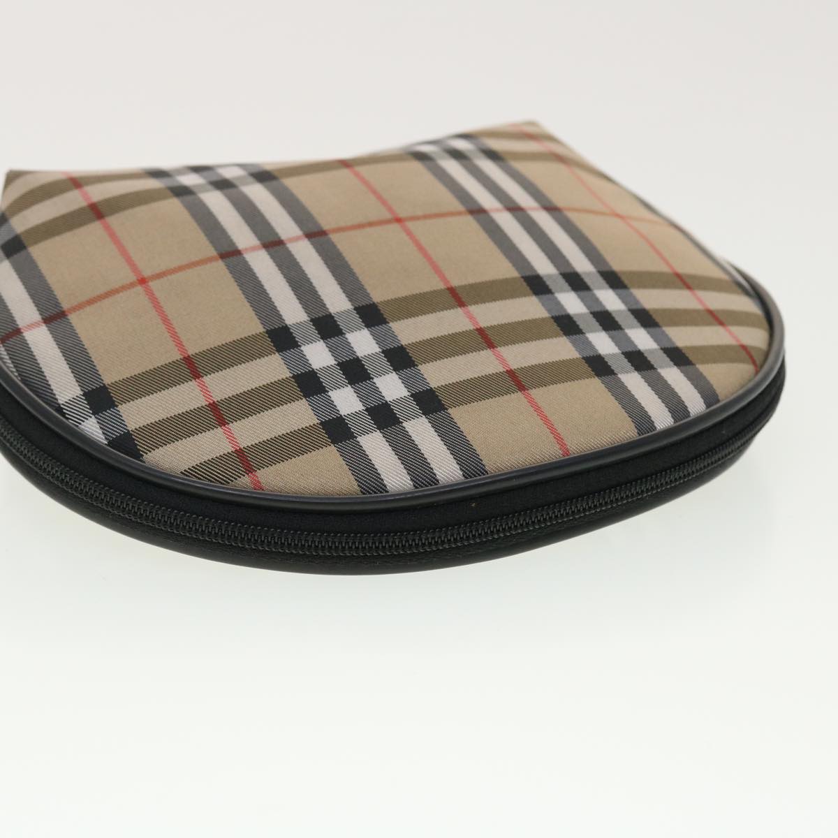 BURBERRY Nova Check Pouch Nylon Beige Auth 40199