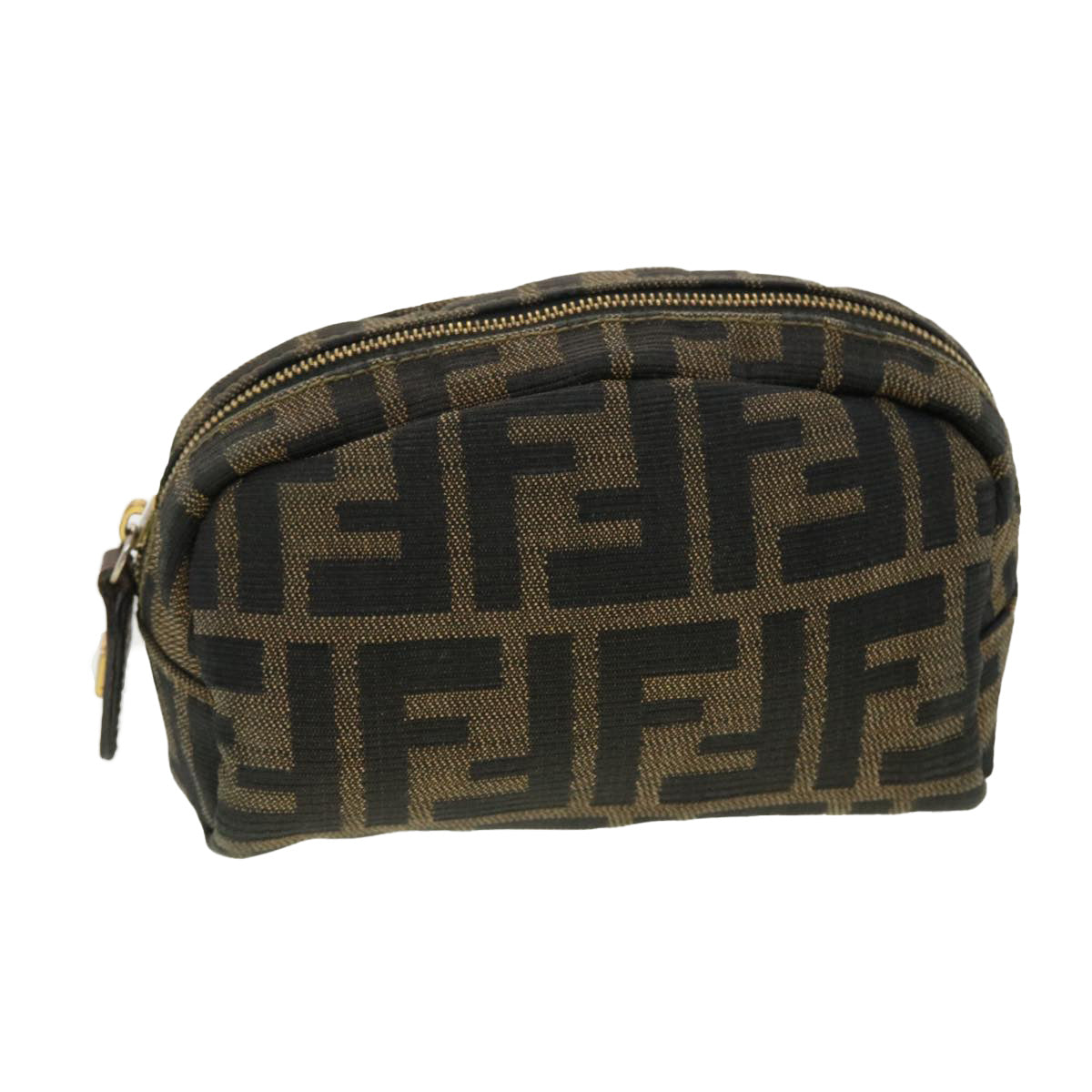 FENDI Zucca Canvas Pouch Black Brown Auth 40210