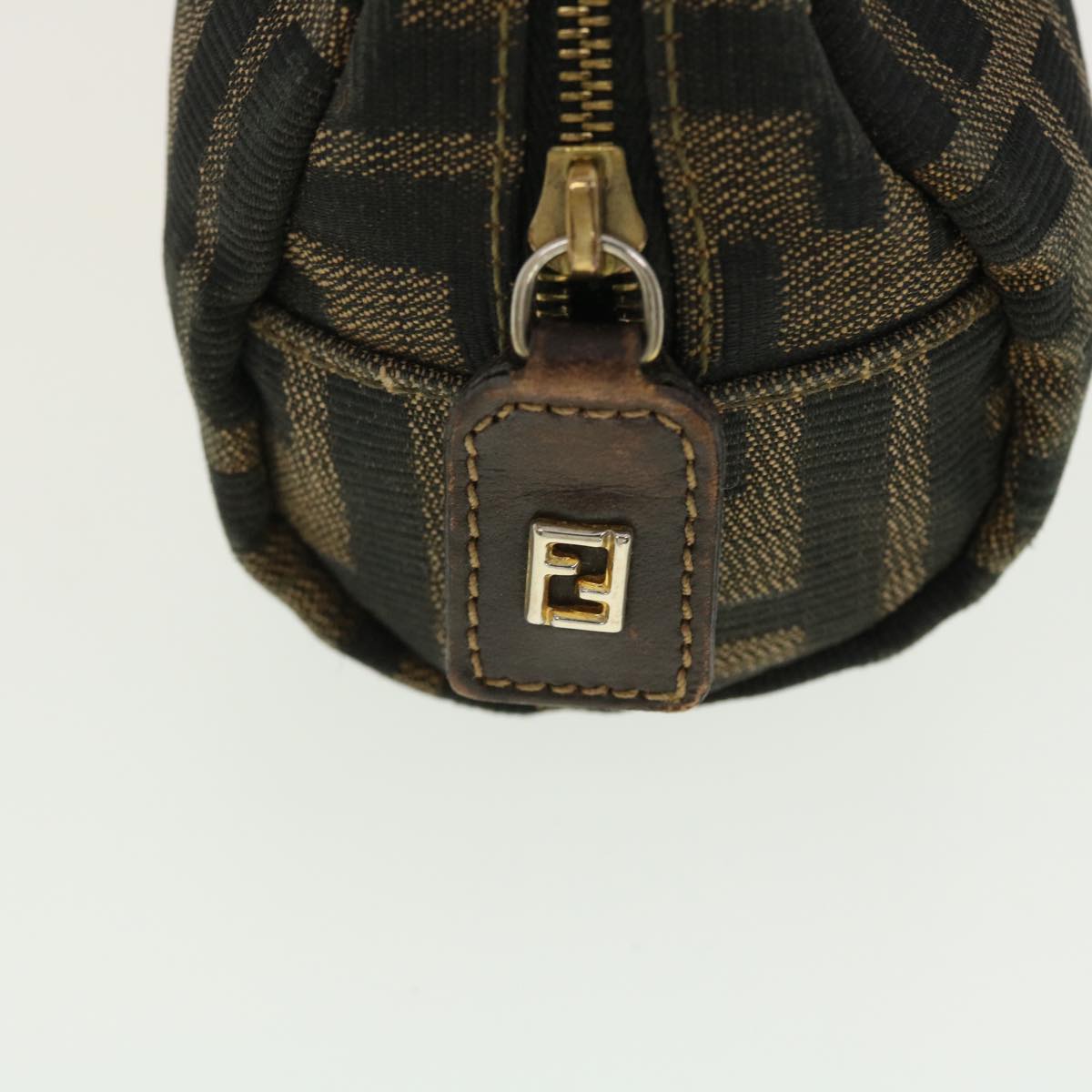 FENDI Zucca Canvas Pouch Black Brown Auth 40210