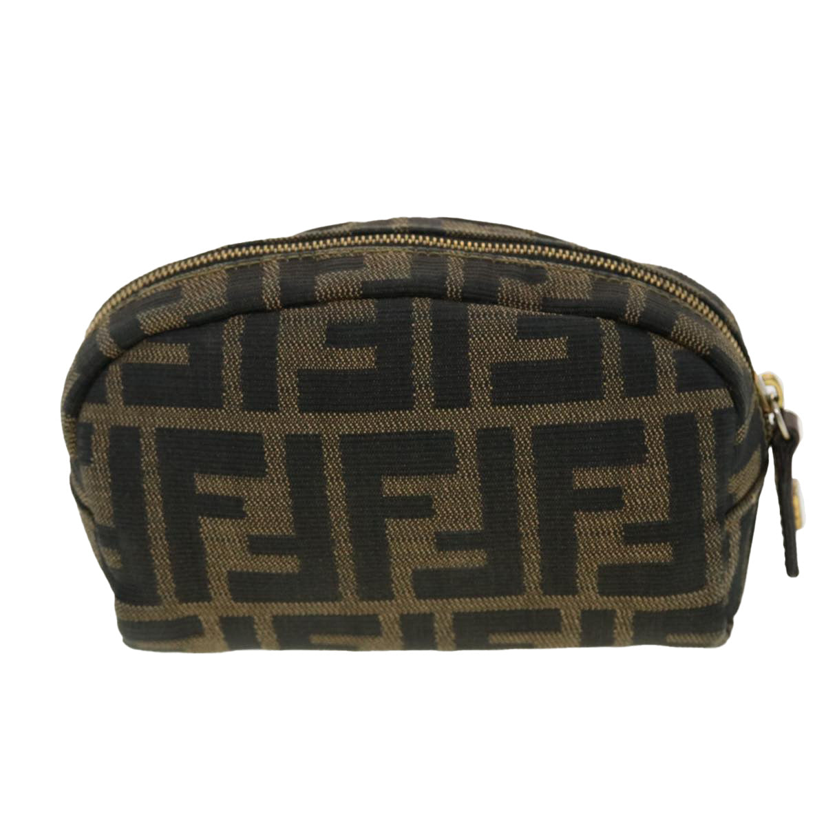 FENDI Zucca Canvas Pouch Black Brown Auth 40210 - 0