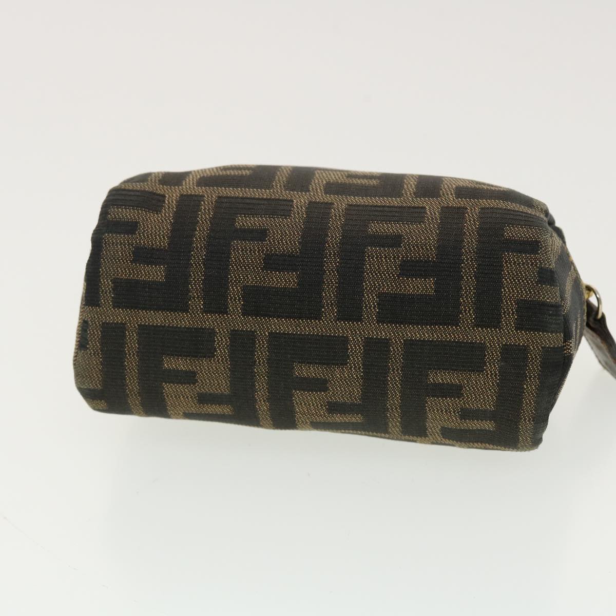 FENDI Zucca Canvas Pouch Black Brown Auth 40210