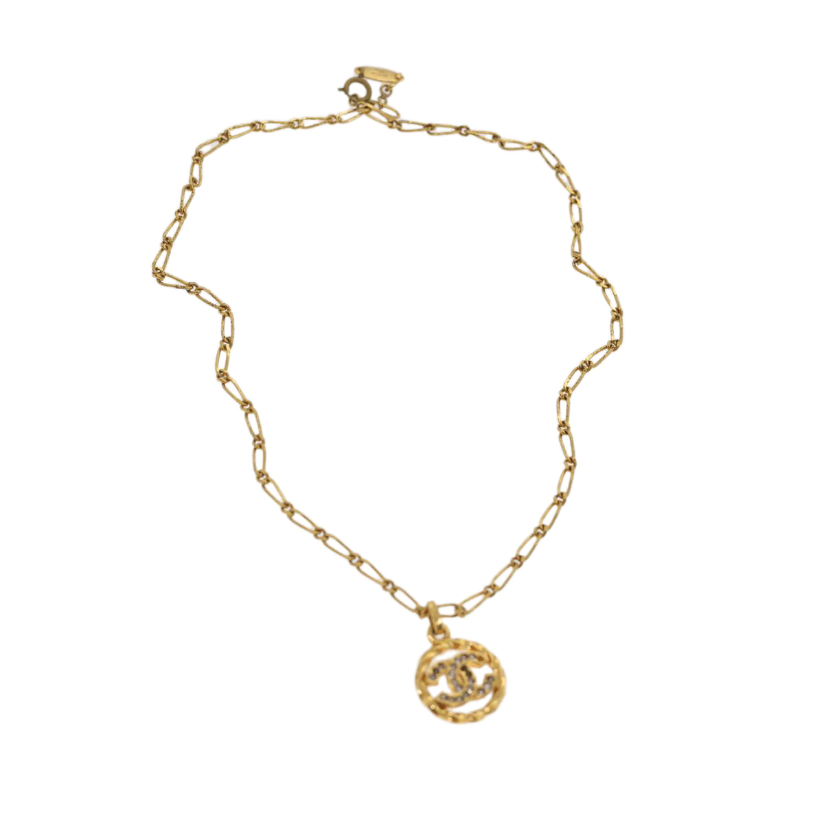 CHANEL COCO Mark Necklace Metal Gold CC Auth 40238 - 0