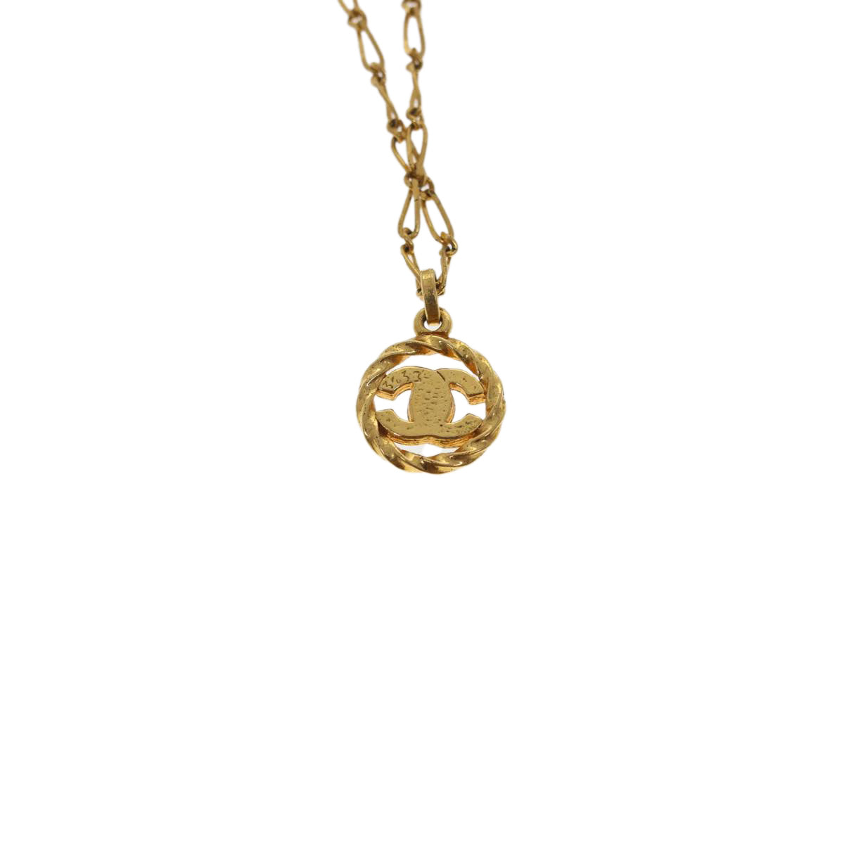 CHANEL COCO Mark Necklace Metal Gold CC Auth 40238