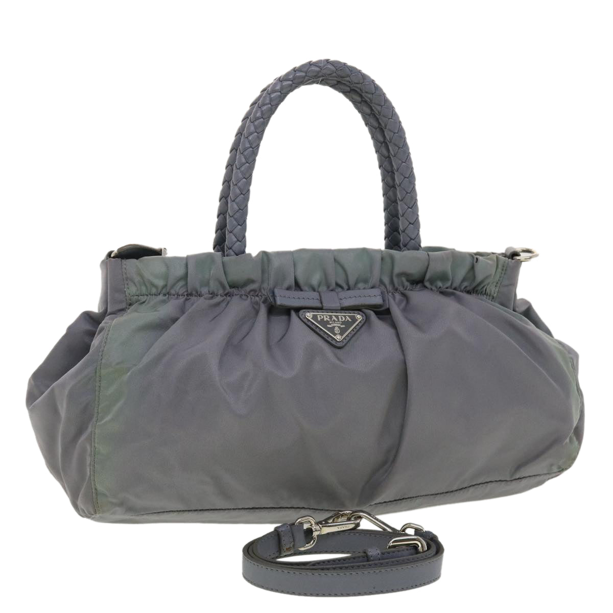 PRADA Hand Bag Nylon 2way Gray Auth 40251