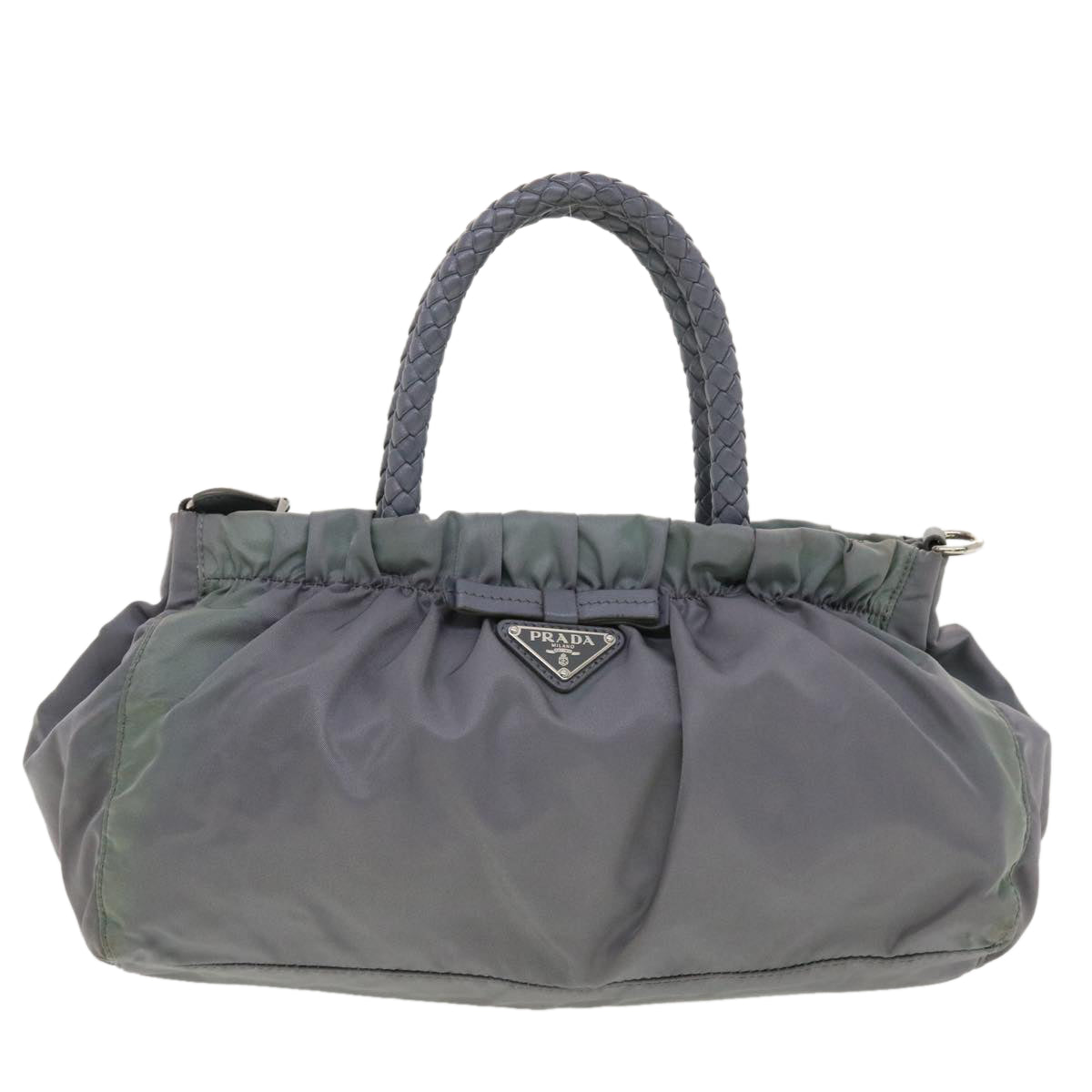 PRADA Hand Bag Nylon 2way Gray Auth 40251