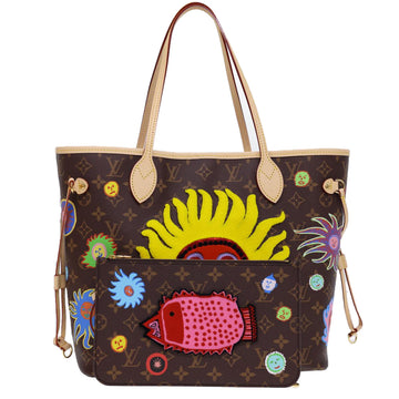 LOUIS VUITTON Yayoi Kusama Face Neverfull MM Tote Bag M46447 LV Auth 40256A