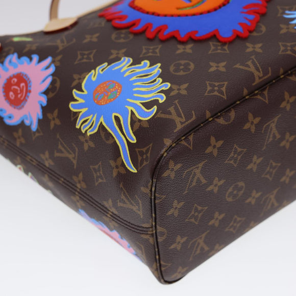 LOUIS VUITTON Yayoi Kusama Face Neverfull MM Tote Bag M46447 LV Auth 40256A
