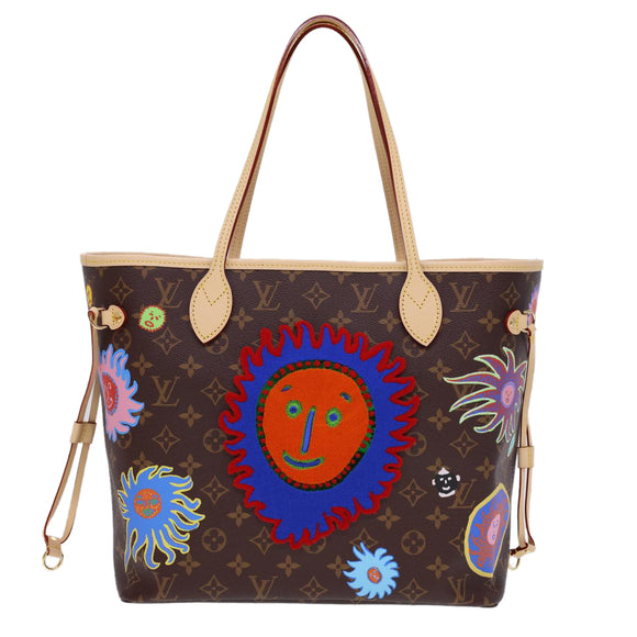 LOUIS VUITTON Yayoi Kusama Face Neverfull MM Tote Bag M46447 LV Auth 40256A