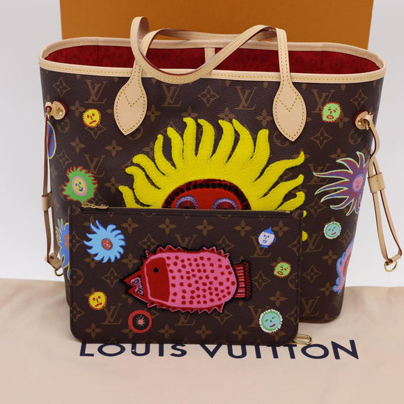 LOUIS VUITTON Yayoi Kusama Face Neverfull MM Tote Bag M46447 LV Auth 40256A