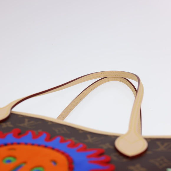 LOUIS VUITTON Yayoi Kusama Face Neverfull MM Tote Bag M46447 LV Auth 40256A