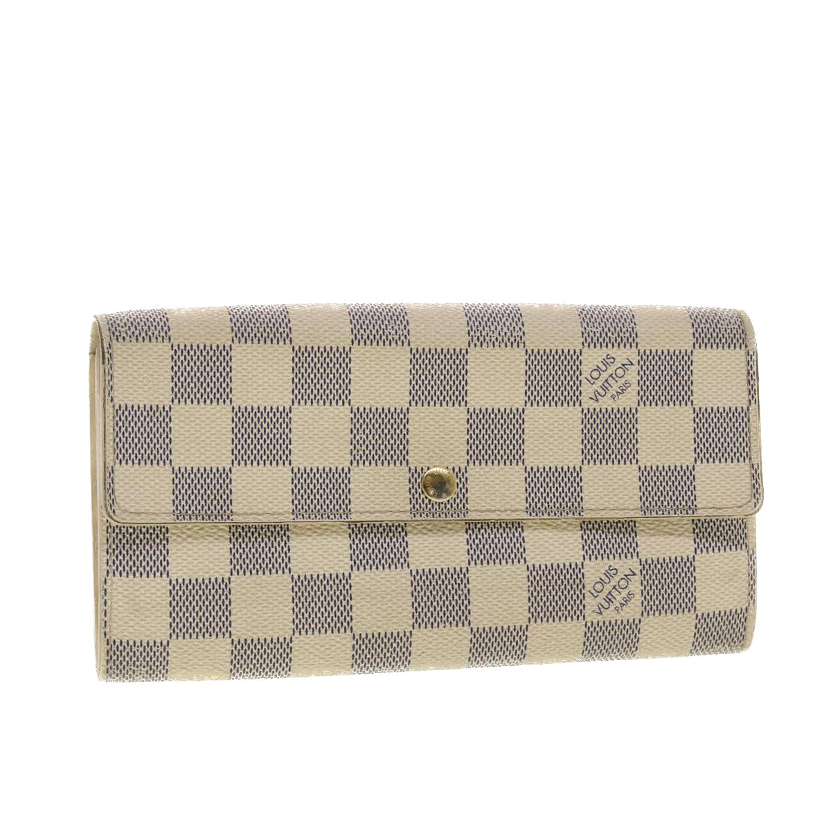 LOUIS VUITTON Damier Azur Portefeuille Sarah Long Wallet N63208 LV Auth 40267