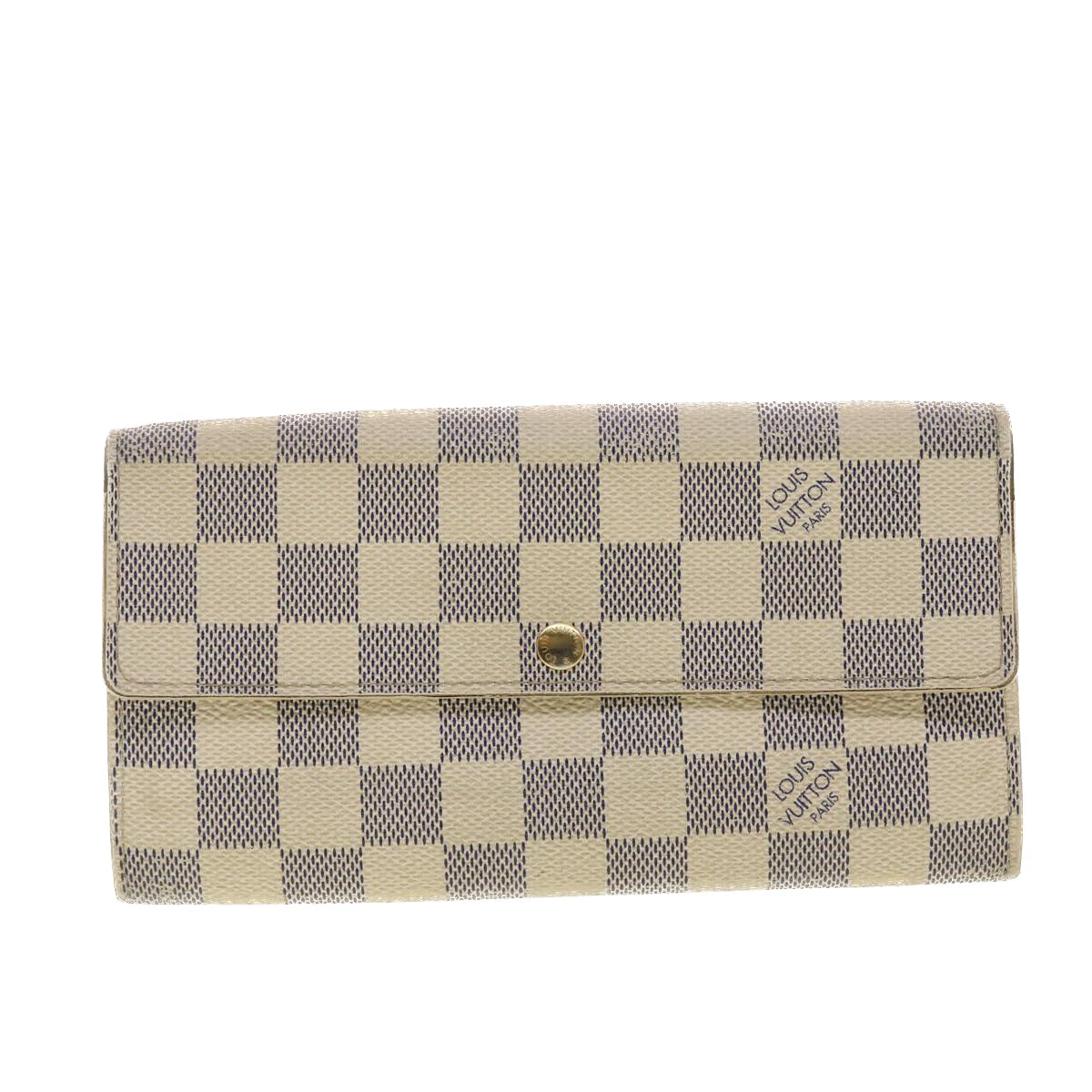 LOUIS VUITTON Damier Azur Portefeuille Sarah Long Wallet N63208 LV Auth 40267