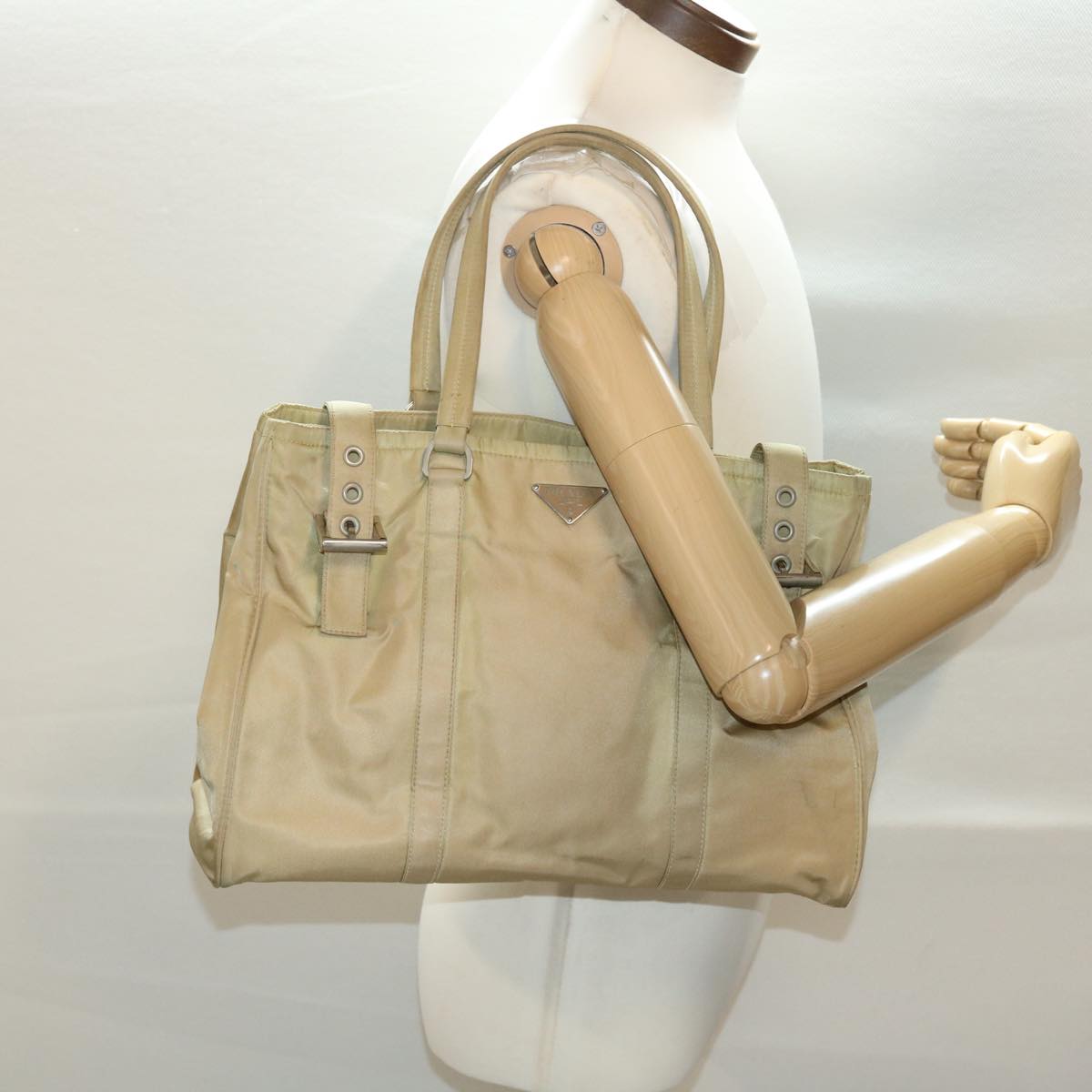 PRADA Shoulder Bag Nylon Khaki Auth 40277