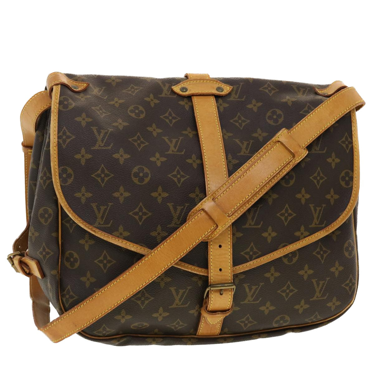 LOUIS VUITTON Monogram Saumur 35 Shoulder Bag M42254 LV Auth 40298