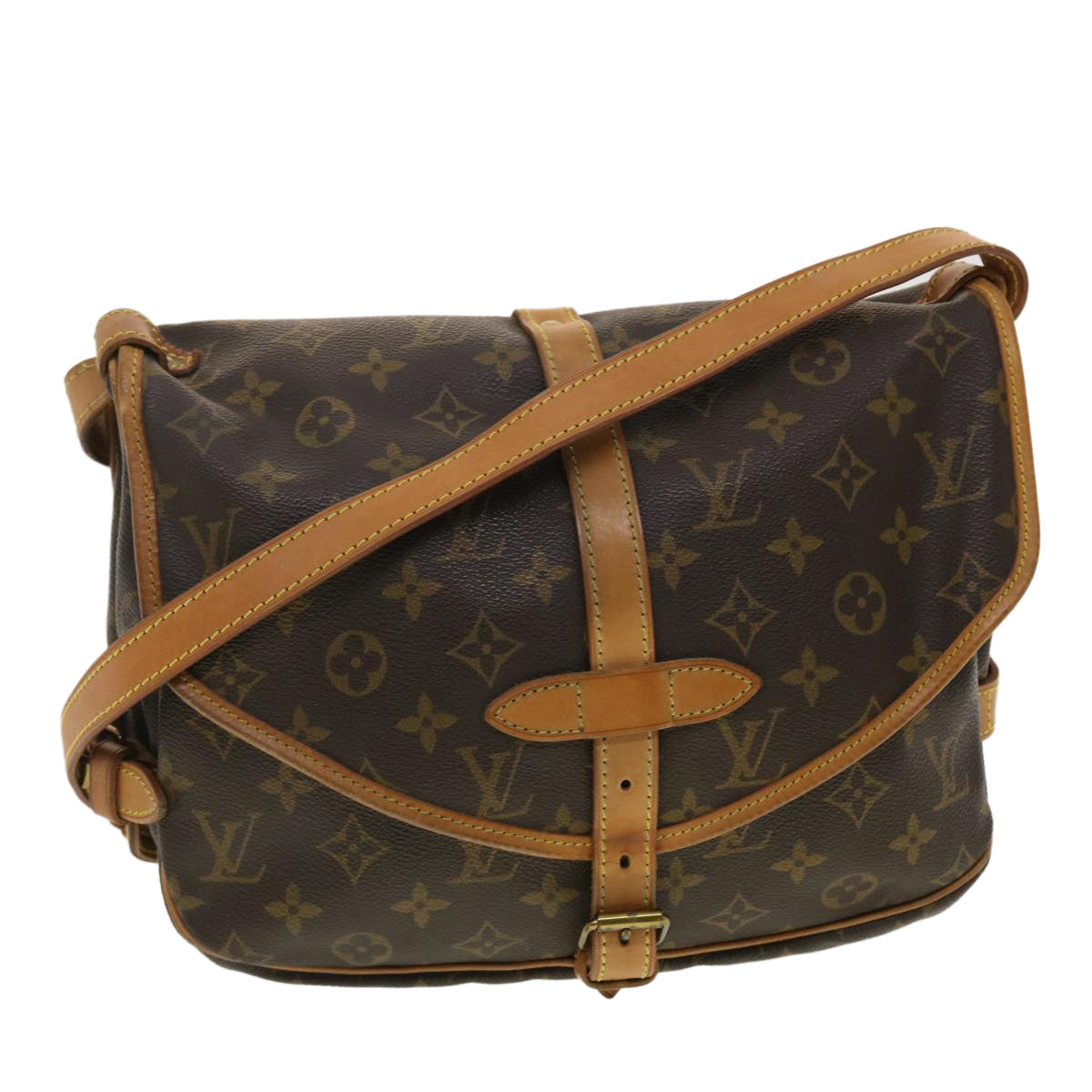 LOUIS VUITTON Monogram Saumur 30 Shoulder Bag M42256 LV Auth 40300