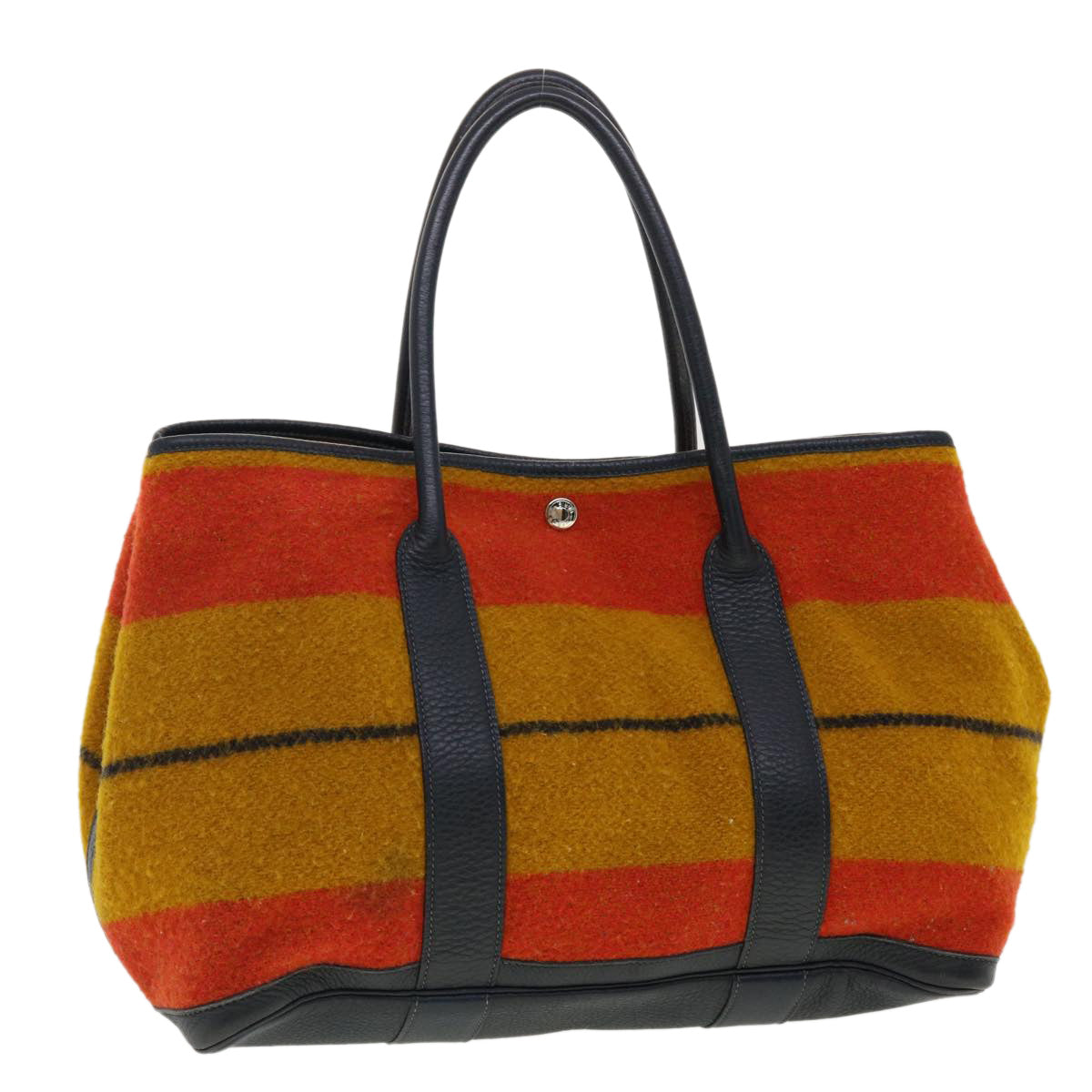 HERMES Rocabal Garden Party PM Tote Bag Wool Yellow Orange Auth 40309