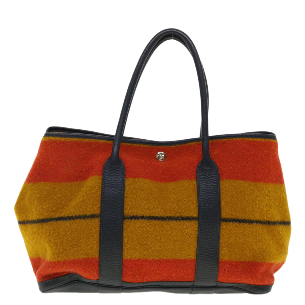 HERMES Rocabal Garden Party PM Tote Bag Wool Yellow Orange Auth 40309 - 0