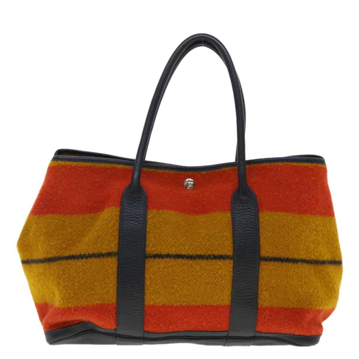 HERMES Rocabal Garden Party PM Tote Bag Wool Yellow Orange Auth 40309