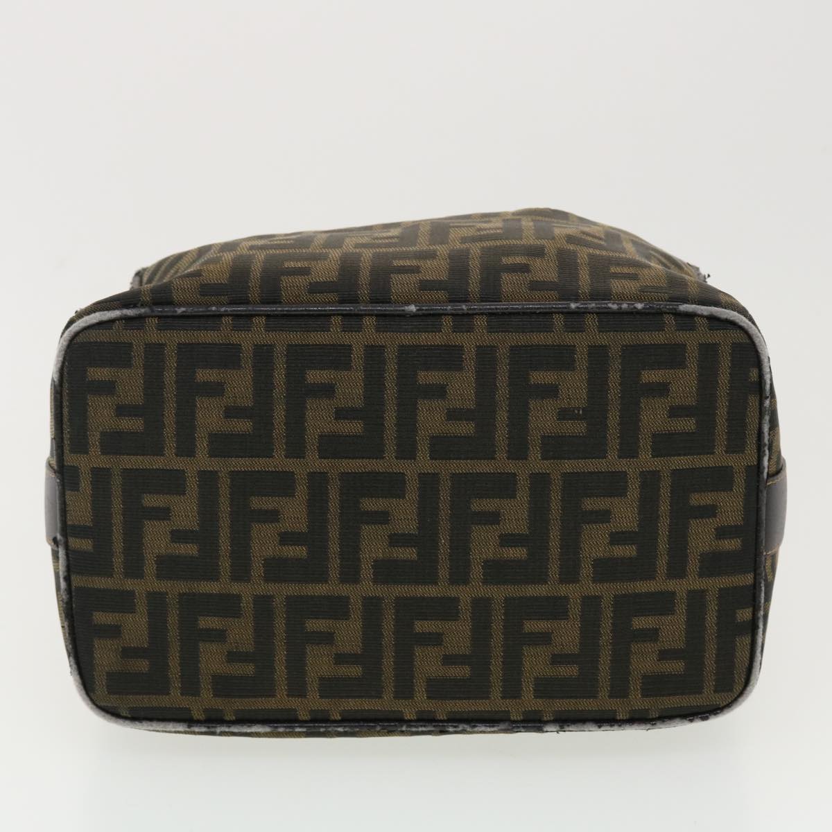 FENDI Vanity Zucca Canvas Cosmetic Pouch Black Brown Auth 40323