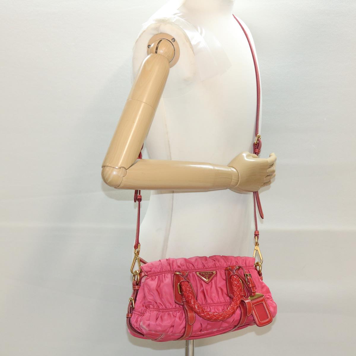 PRADA Hand Bag Nylon 2way Pink Auth 40325