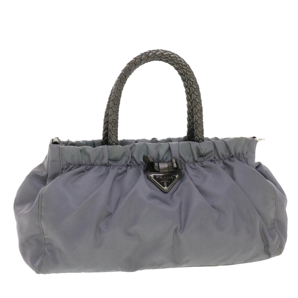 PRADA Hand Bag Nylon Gray Auth 40329