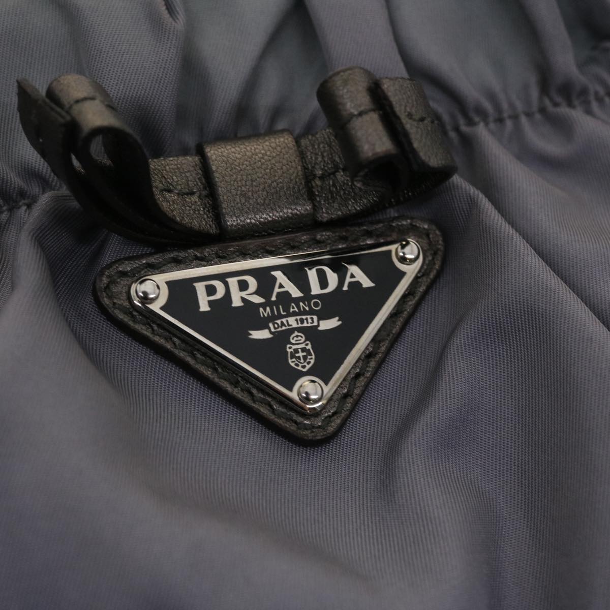 PRADA Hand Bag Nylon Gray Auth 40329