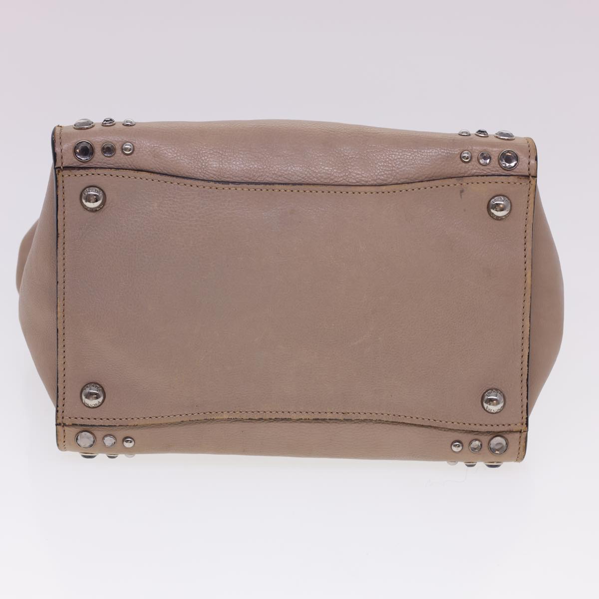 PRADA Hand Bag Leather 2way Beige Auth 40330