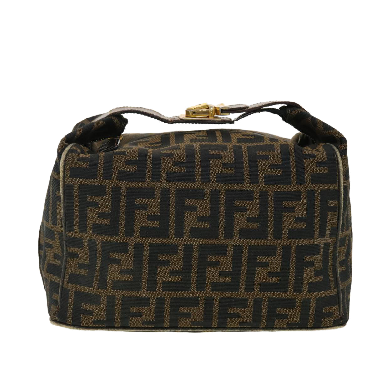 FENDI Zucca Canvas Hand Bag Black Brown Auth 40340