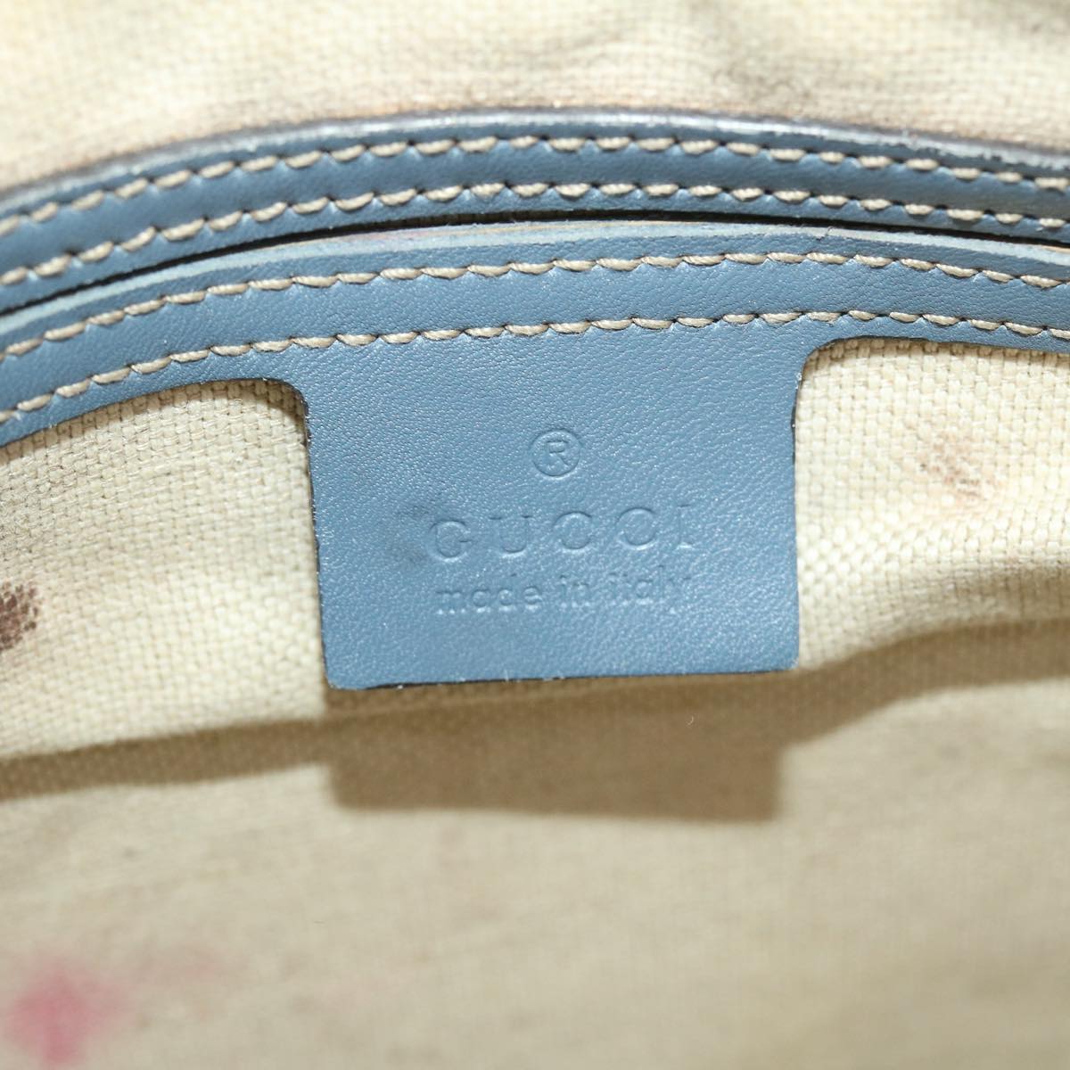 GUCCI GG Implementation Shoulder Bag PVC Leather Beige Blue 295257 Auth 40344