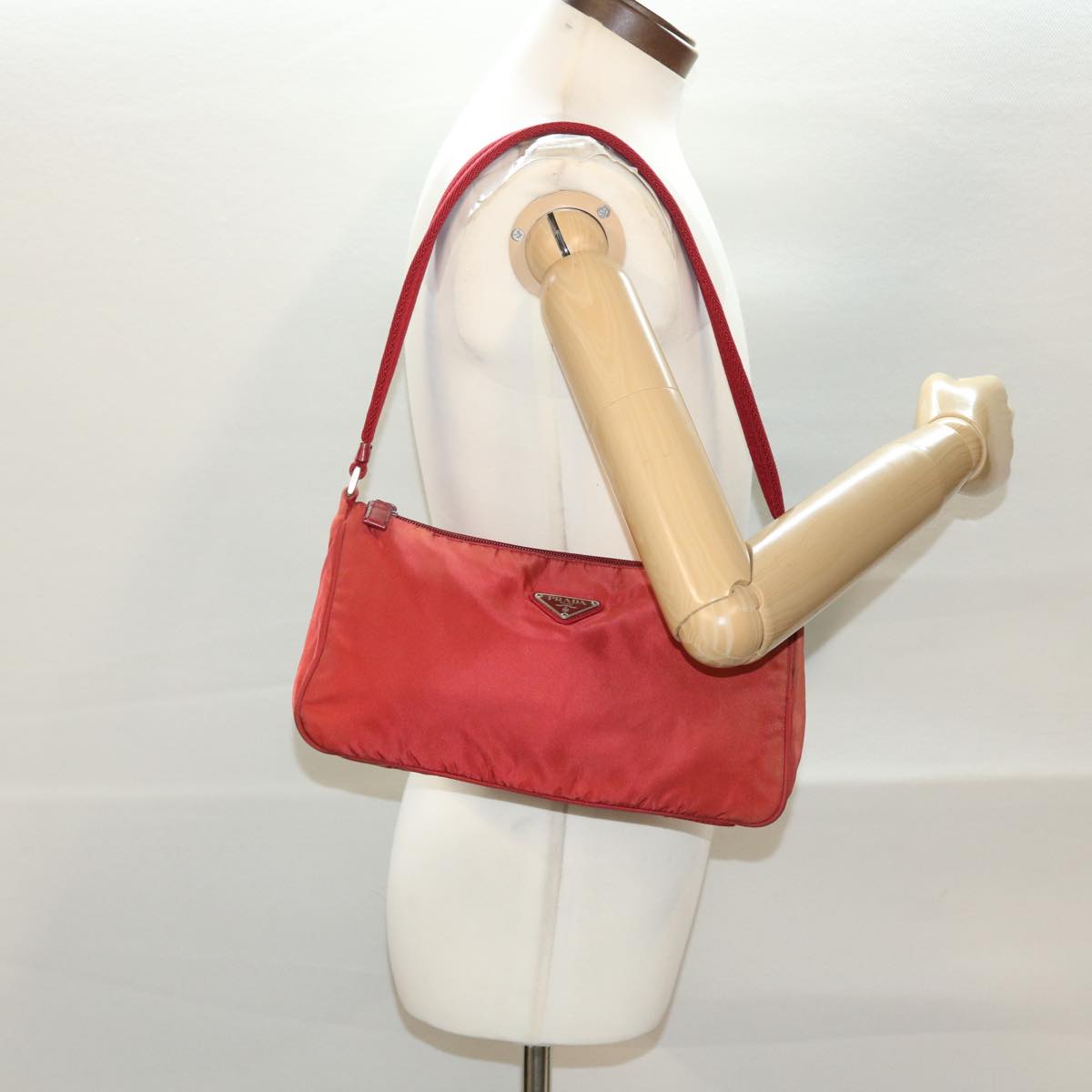 PRADA Shoulder Bag Nylon Red Auth 40346