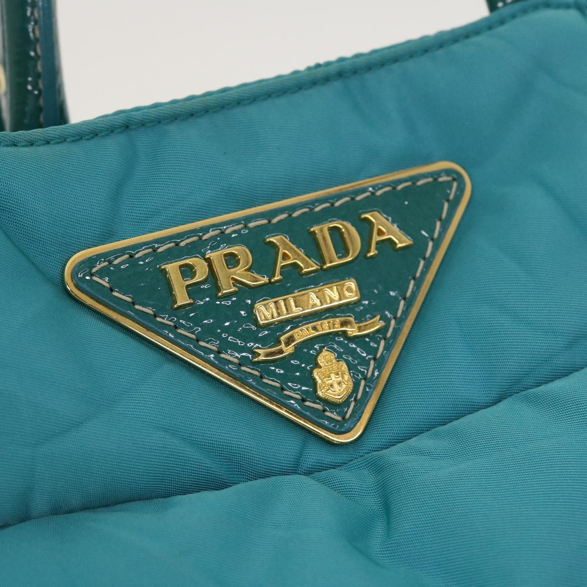 PRADA Quilted Hand Bag Nylon 2way Turquoise Blue Auth 40351