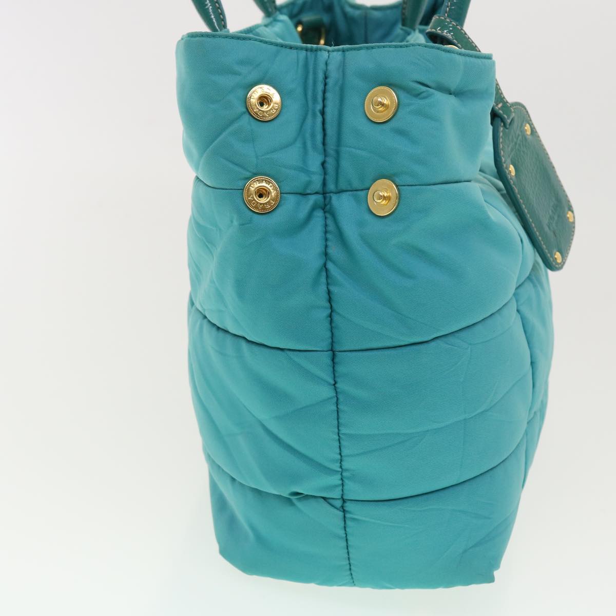 PRADA Quilted Hand Bag Nylon 2way Turquoise Blue Auth 40351