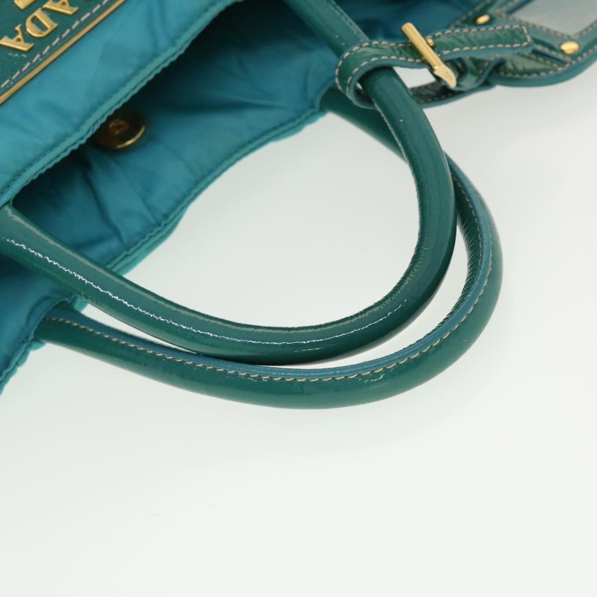 PRADA Quilted Hand Bag Nylon 2way Turquoise Blue Auth 40351