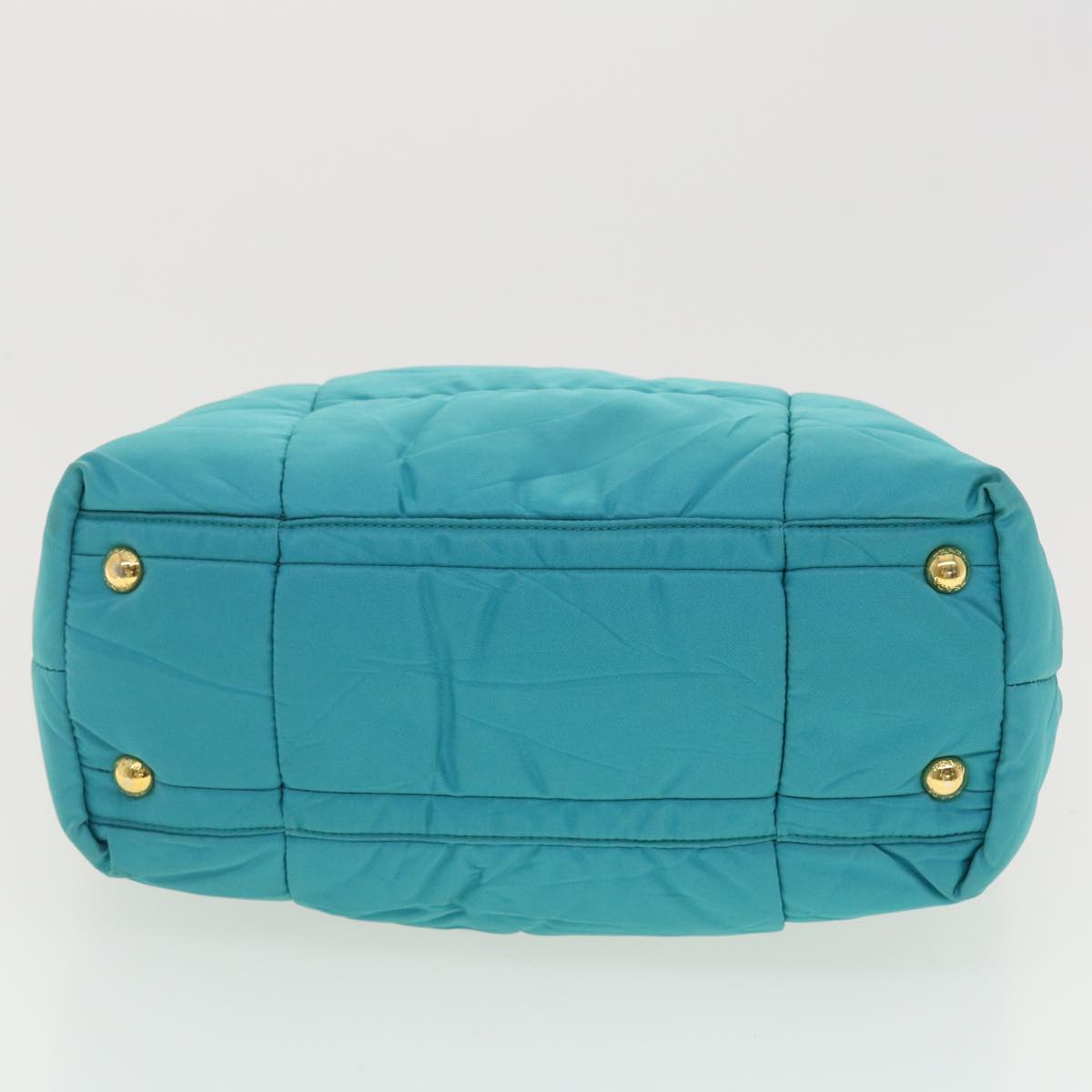 PRADA Quilted Hand Bag Nylon 2way Turquoise Blue Auth 40351