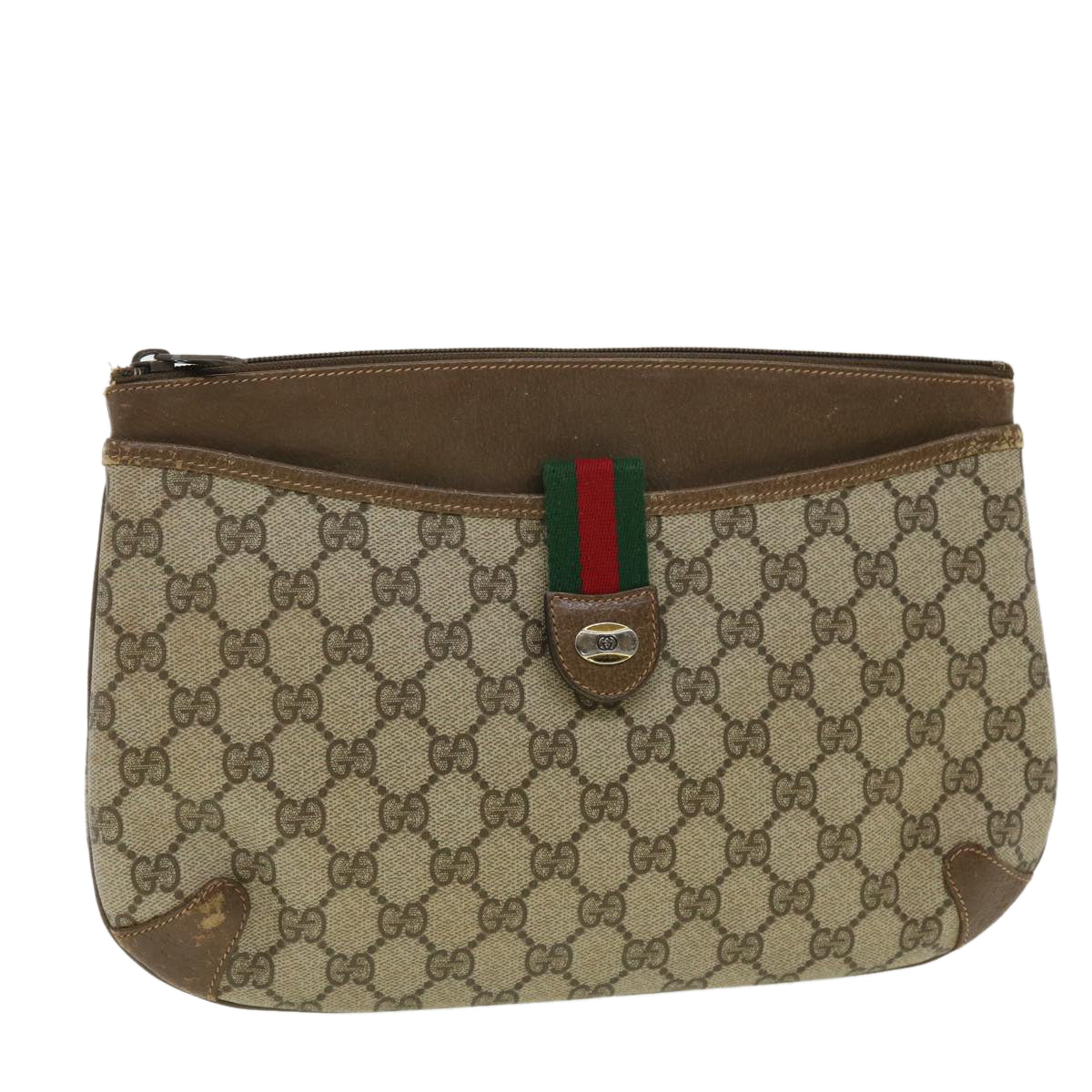 GUCCI GG Canvas Shoulder Bag PVC Leather Beige 904.02.026 Auth 40371