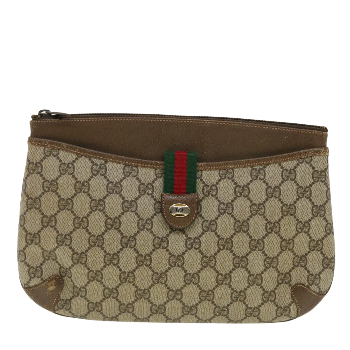 GUCCI GG Canvas Shoulder Bag PVC Leather Beige 904.02.026 Auth 40371