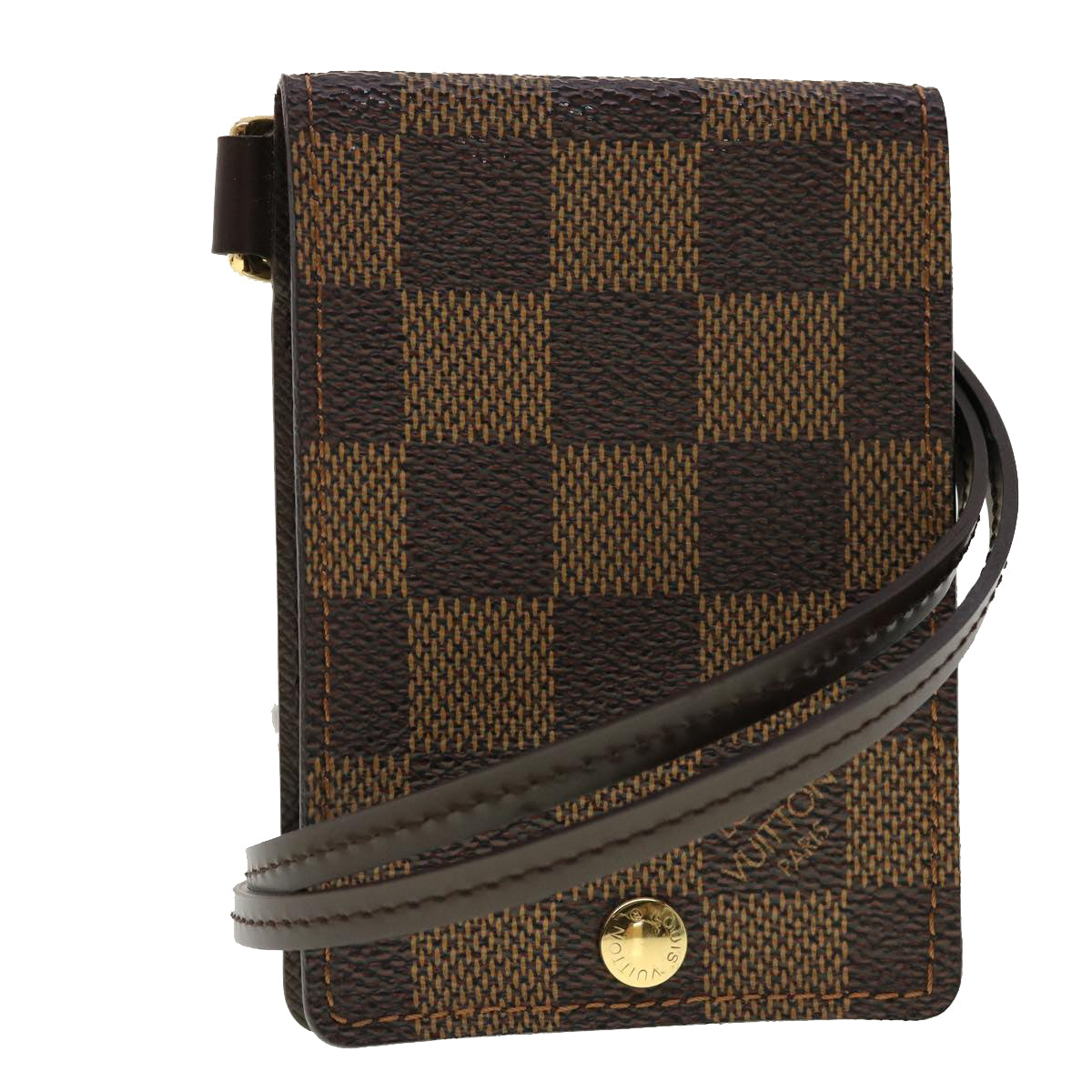 LOUIS VUITTON Damier Ebene Porte Cartes ID Bandouliere Card Case N60016 LV 40403