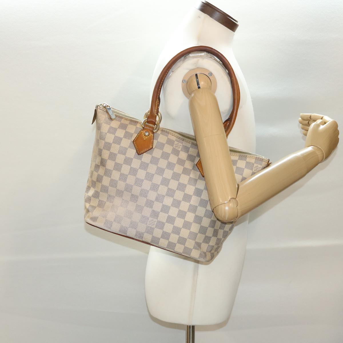 LOUIS VUITTON Damier Azur Saleya PM Tote Bag N51186 LV Auth 40418